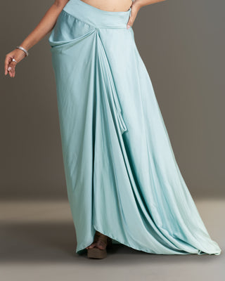 Powder Blue Drape Skirt Set