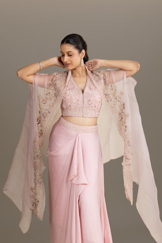 Soft Lilac Drape Skirt Set