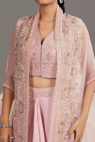 Soft Lilac Drape Skirt Set