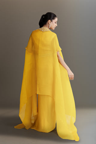 Bright Yellow Drape Skirt Set