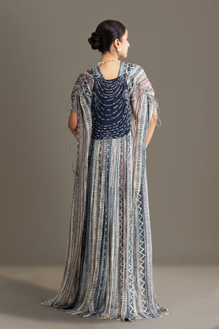 Printed Ombre Drape Skirt Set