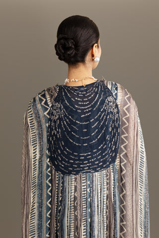 Printed Ombre Drape Skirt Set