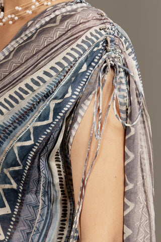 Printed Ombre Drape Skirt Set