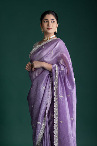Elegant Lavender Silk Saree