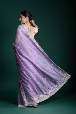 Elegant Lavender Silk Saree