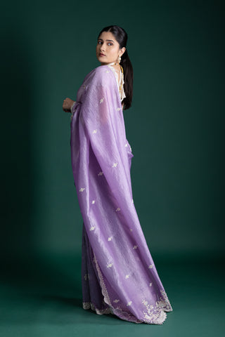 Elegant Lavender Silk Saree