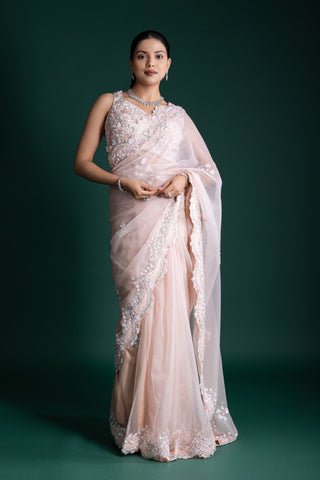 Soft Blush Pink Net Saree