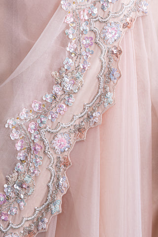 Soft Blush Pink Net Saree