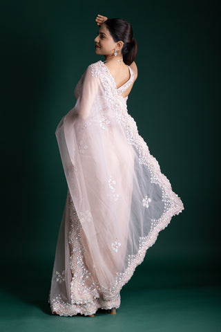 Soft Blush Pink Net Saree