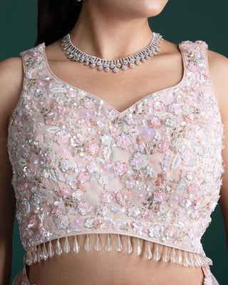 Soft Blush Pink Net Saree