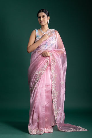 Blush Rose Organza Saree