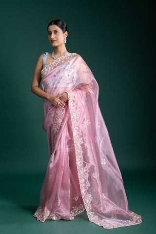 Blush Rose Organza Saree