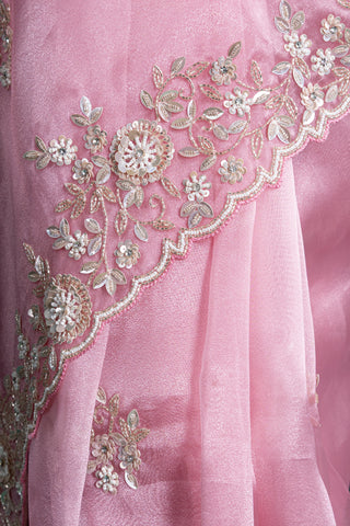 Blush Rose Organza Saree