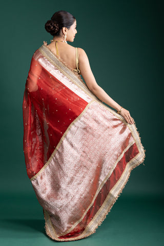 Majestic Vermilion Flame Saree