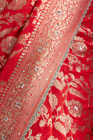 Opulent Red Banarasi Silk Saree