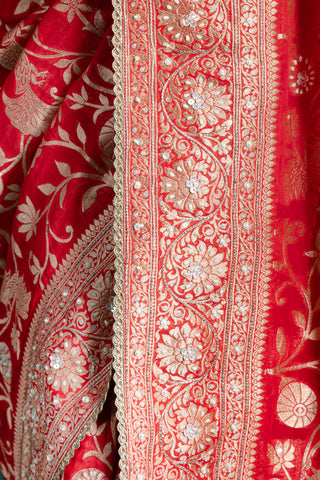 Luxurious Crimson Banarasi Saree