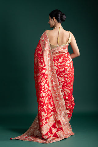 Luxurious Crimson Banarasi Saree