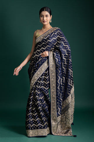 Timeless Banarasi Navy Blue Saree