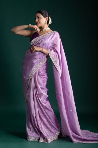 Ethereal Lilac Silk Saree