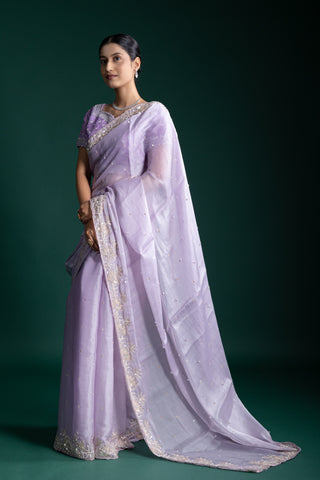 Misty Lavender Net Saree