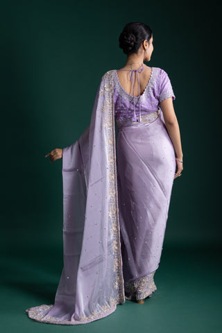 Misty Lavender Net Saree