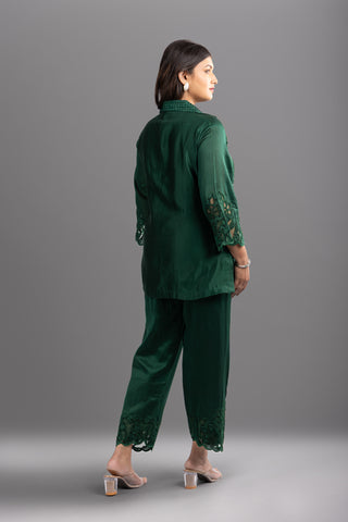 Emerald Green Kurti with Tonal Bead Embroidery