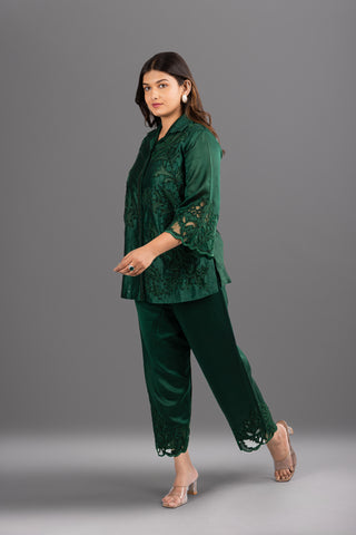 Emerald Green Kurti with Tonal Bead Embroidery