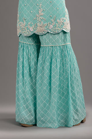 Aqua Blue Sharara Set