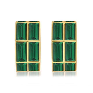 Chandelier Baguette Hoops (Emerald)