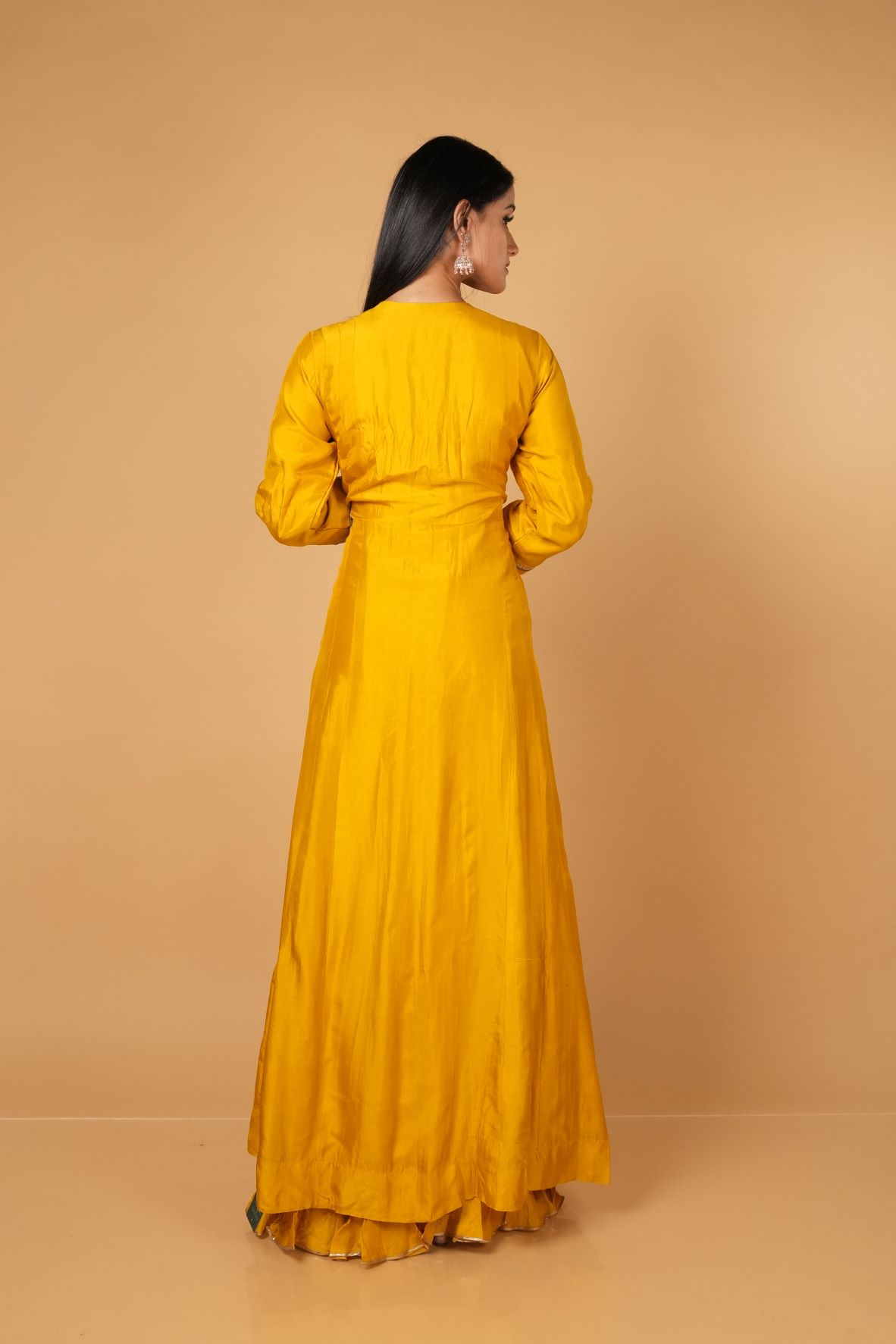 Stylish Yellow Color Embroidery Work Gown - Clothsvilla